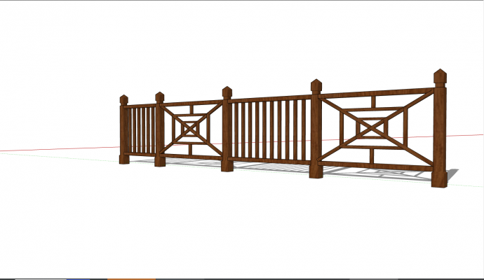 棕色的木质的篱笆栅栏su模型_图1