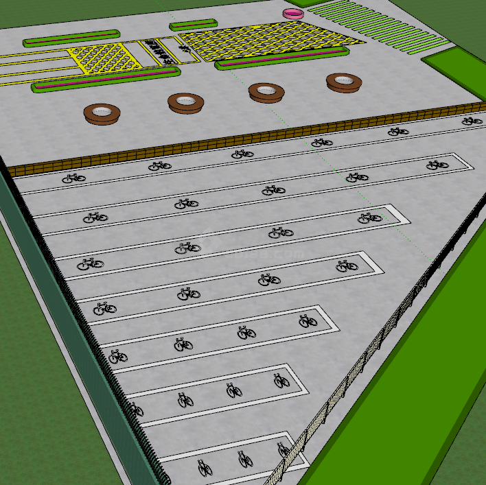 学校自行车停车场su模型-图一