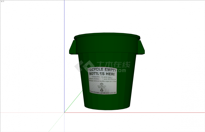 简约绿色现代垃圾桶su模型-图二