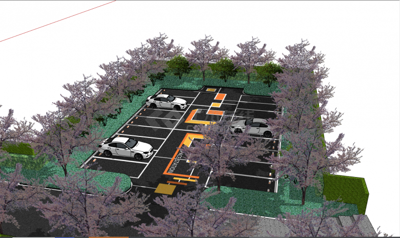 带有茂密树木的美观的停车场su模型-图二