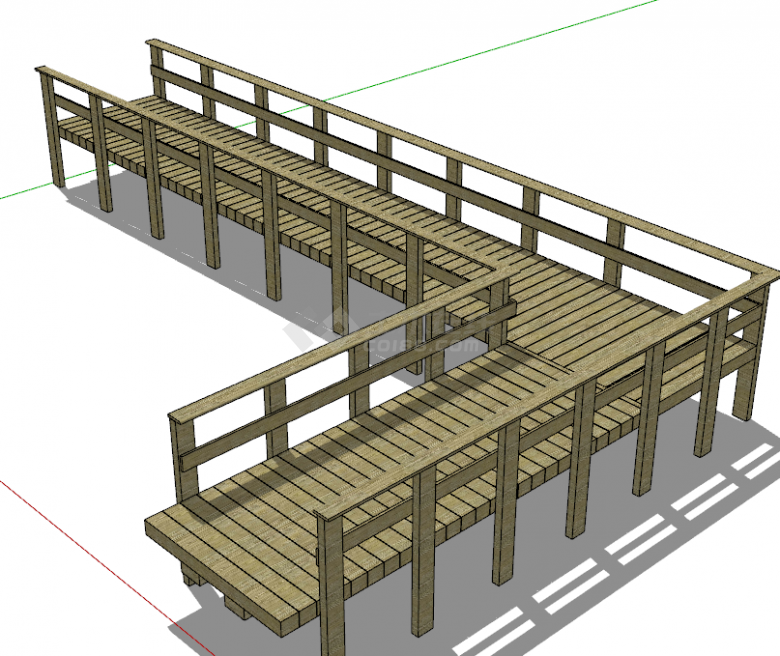 踏青公园木栈道su模型-图一