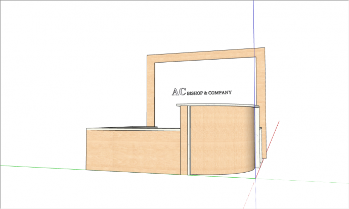  粉色主调弧形与直角结合设计的台面前台接待su模型_图1