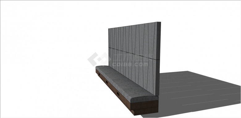新中式深灰色长凳座椅su模型-图二