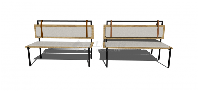 现代公简单木式座椅su模型-图二