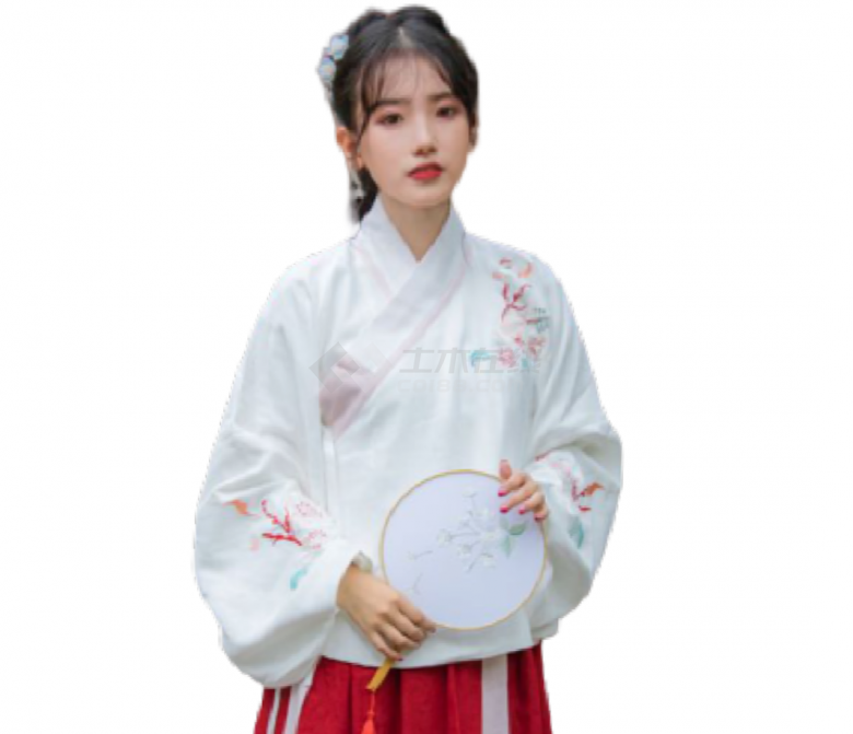 白衣红裙甜美新中式古风人物su模型-图二
