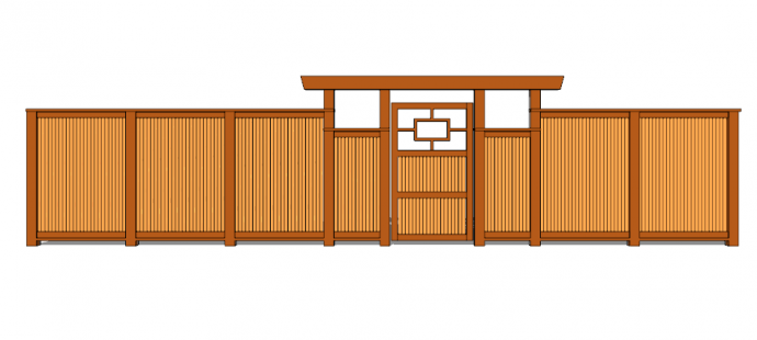 带镂空门头的木质篱笆栅栏su模型_图1