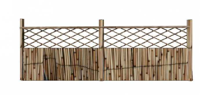 原木制作的篱笆栅栏su模型_图1
