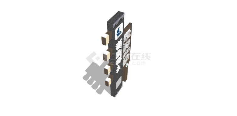 码头石头木牌标识牌su模型-图二