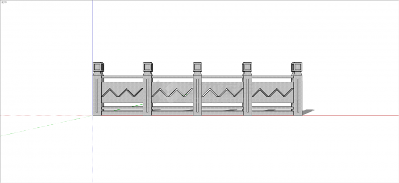 中式现代经典简单款石栏杆su模型-图二