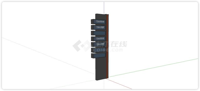 商场灰色钢结构指示牌su模型-图二