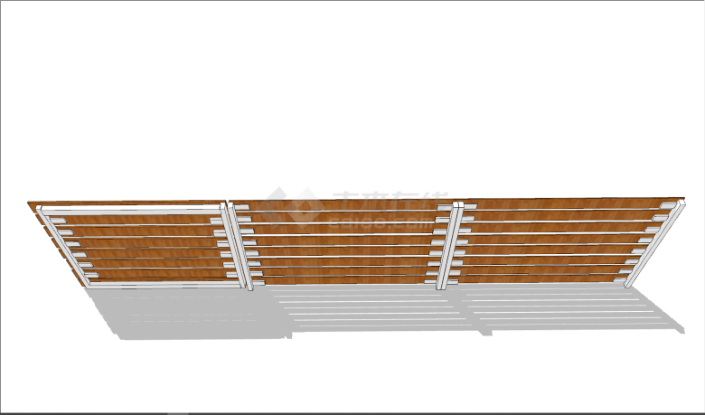 铁板固定木质篱笆栅栏su模型-图一