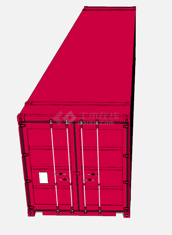 枣红色的大型双开门的集装箱SU-图一
