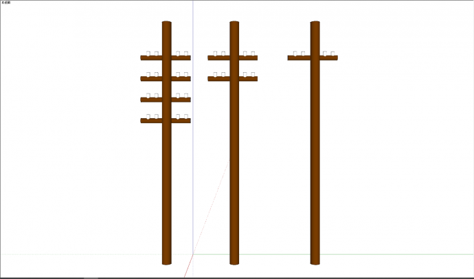 三种不同数量拉线棒电线杆su模型_图1