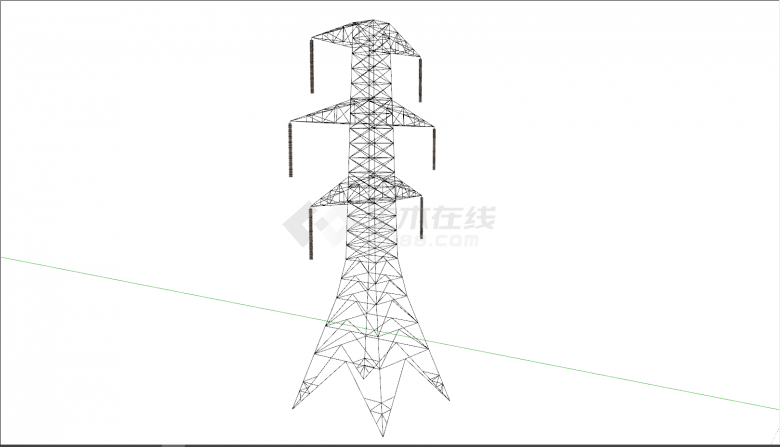 一个铁质塔式电线杆su模型-图二