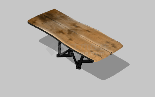 木制不规则现代办公室桌子 su模型-图二