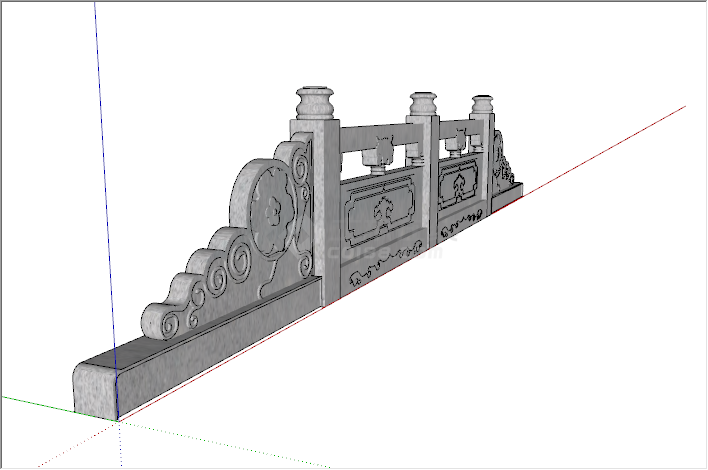 欧式风格桥梁石栏杆su模型-图二