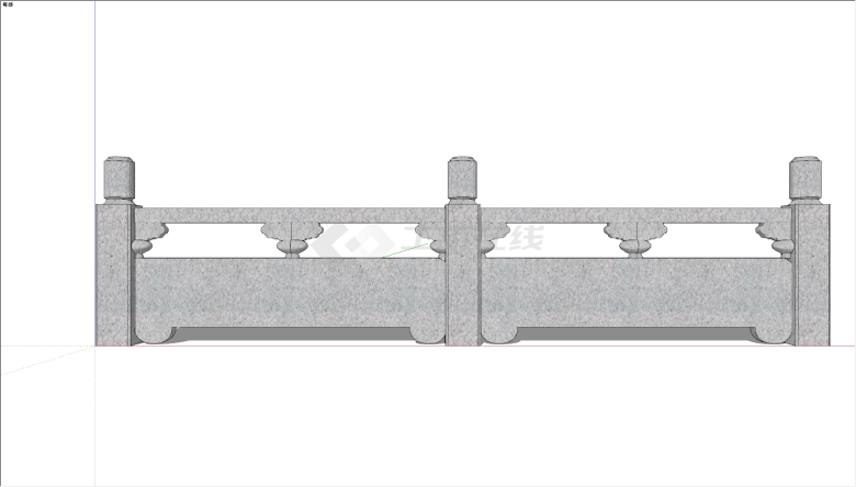 现代长形规格石栏杆su模型-图一
