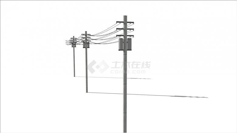 现代电线杆高压电塔输 电塔su模型-图二