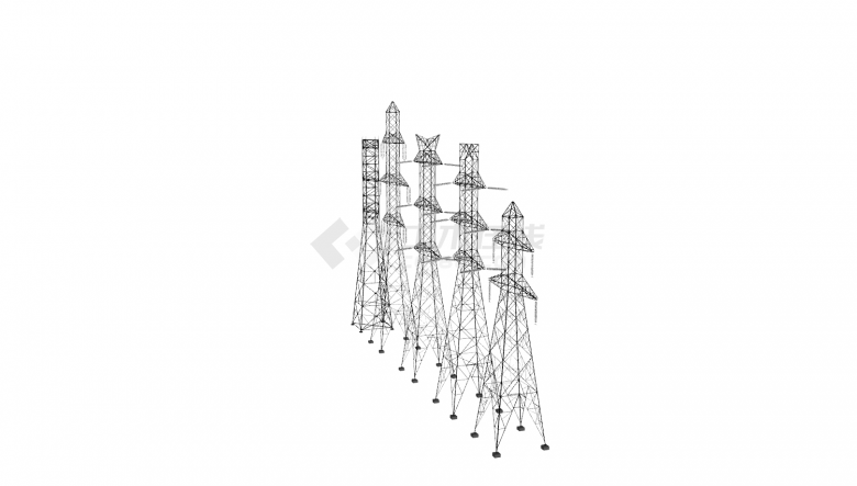 现代高压电塔电线杆su模型-图二