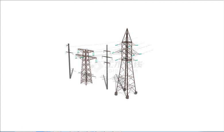 现代高压电塔 电线杆su模型-图一