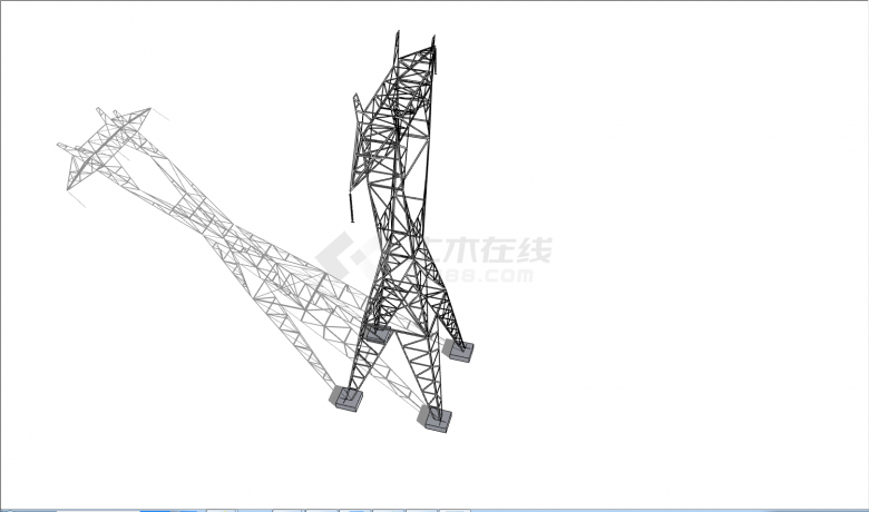 现代X形高压电塔 电线杆 su模型-图一