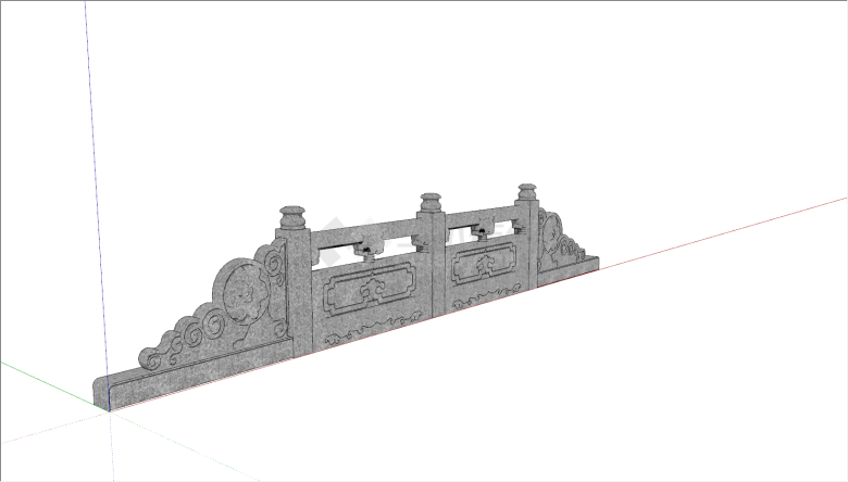 中式仿古梯形复古石栏杆su模型-图二