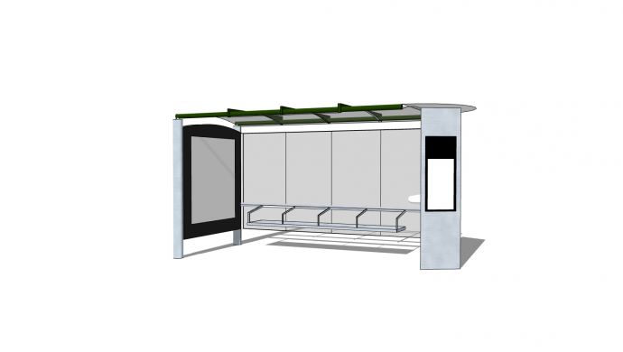 现代透明顶公交车站su模型_图1