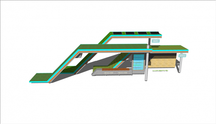 多功能可连WIFI现代公交车站台的SU模型_图1