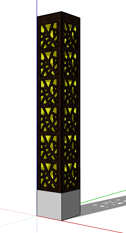 偏暗黄色调景区景观灯的SU模型-图二