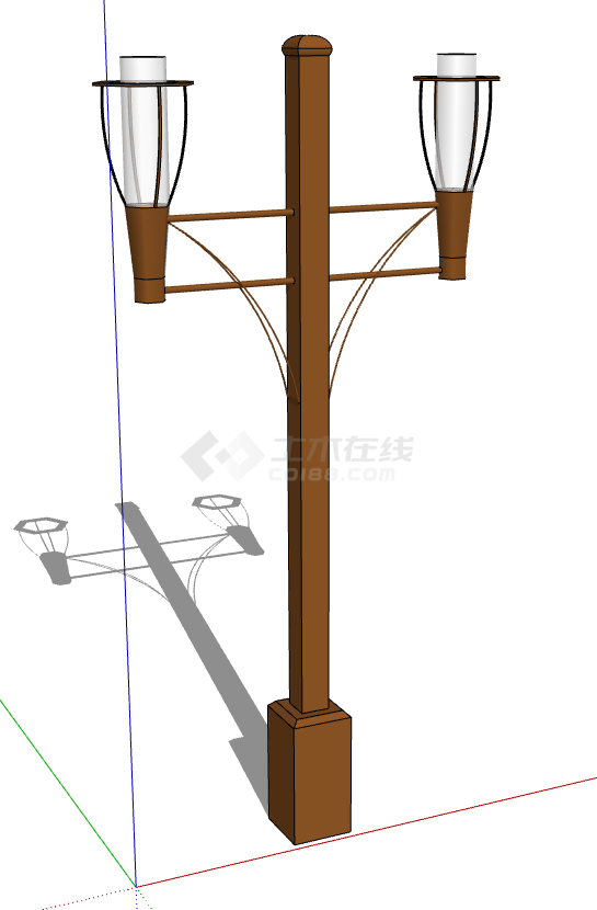 中式景观路灯商业街su模型-图二