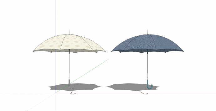 蓝色白色花纹雨伞su模型_图1
