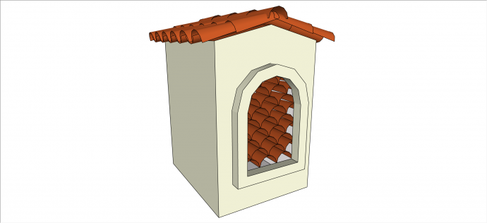 古典橙色小型屋顶瓦片su模型_图1