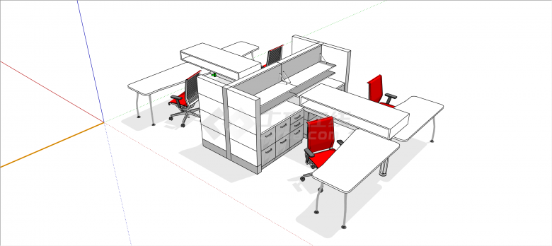 现代办公室高档组合办公桌su模型-图二
