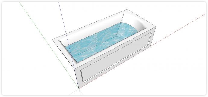 单边弧形白瓷浴缸矩形外观su模型_图1