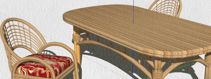 带红色桌垫带长方形餐桌su模型_图1