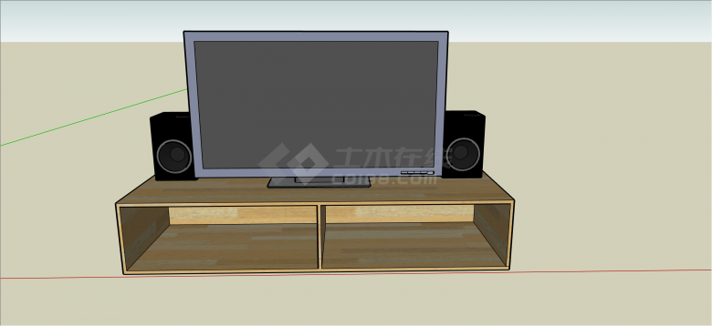 现代木质经典简单电视柜su模型-图二