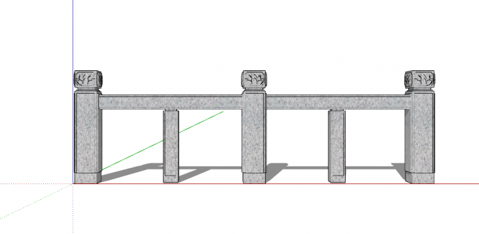 中式镂空仿古石栏杆su模型_图1