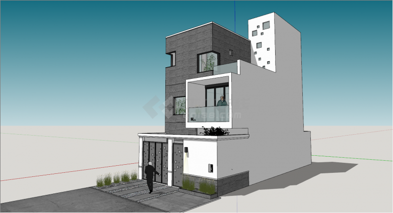现代风格家庭小住宅su模型-图二