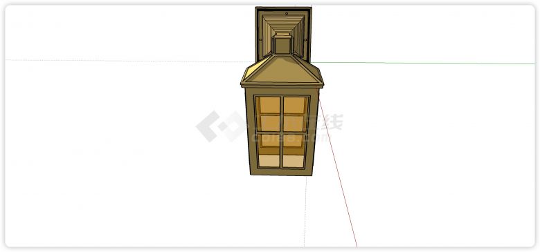 金色四方小窗口铁制灯罩壁灯su模型-图二
