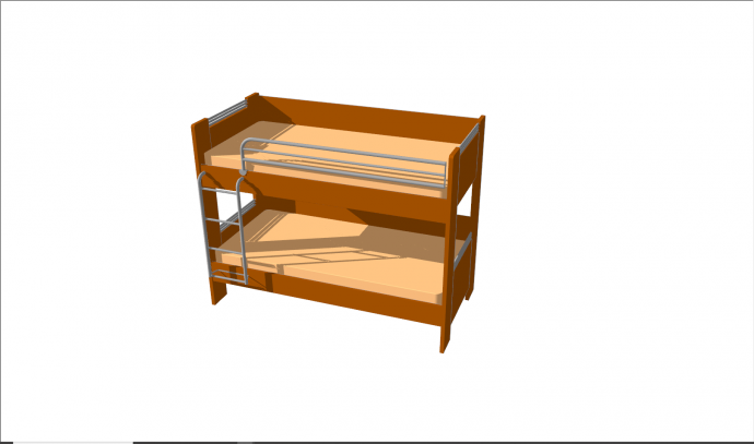 现代木制上下床儿童床su模型_图1