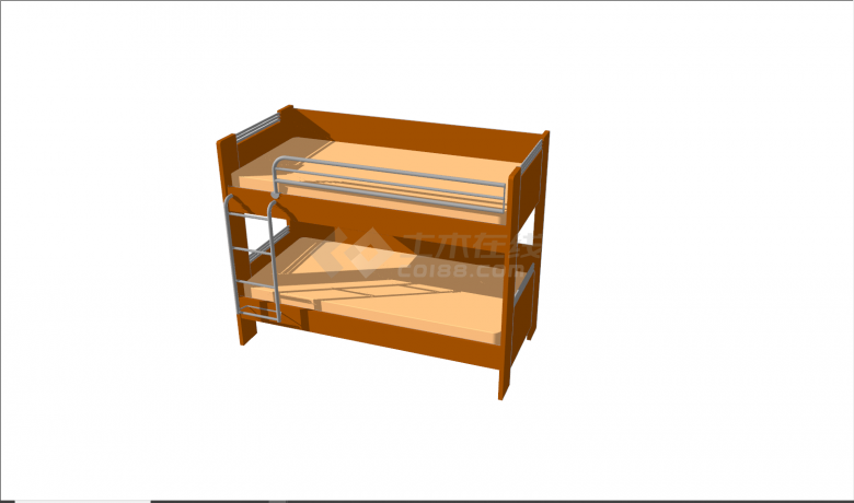 现代木制上下床儿童床su模型-图一