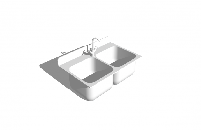 双盆现代洗菜盆卫浴su模型_图1