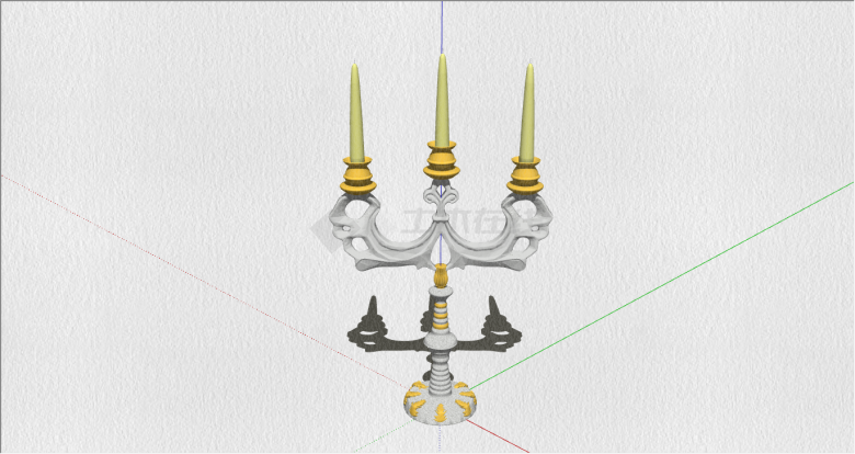 欧式古典白金色蜡烛装饰su模型-图二