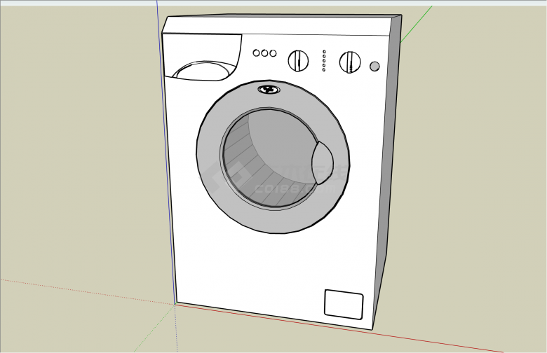 经典滚筒式现代洗衣机su模型-图二