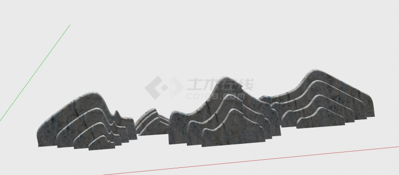 中式大理石材质假山置石su模型-图二