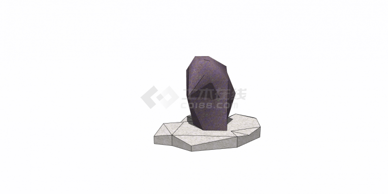 紫色假山置石su模型-图二