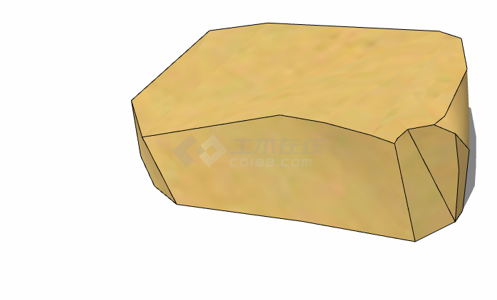 金黄光滑平整假山置石 su模型-图二