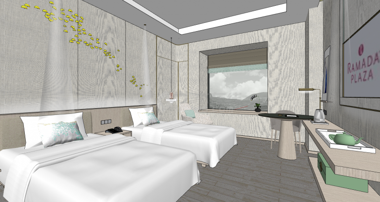 Su model of transparent bathroom guest room/double bed room - Figure 2