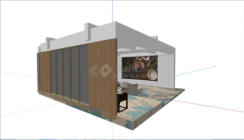 现代高档豪华影音室su模型-图一