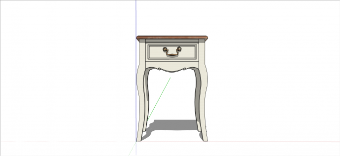 欧式白色木质书桌床头柜su模型_图1